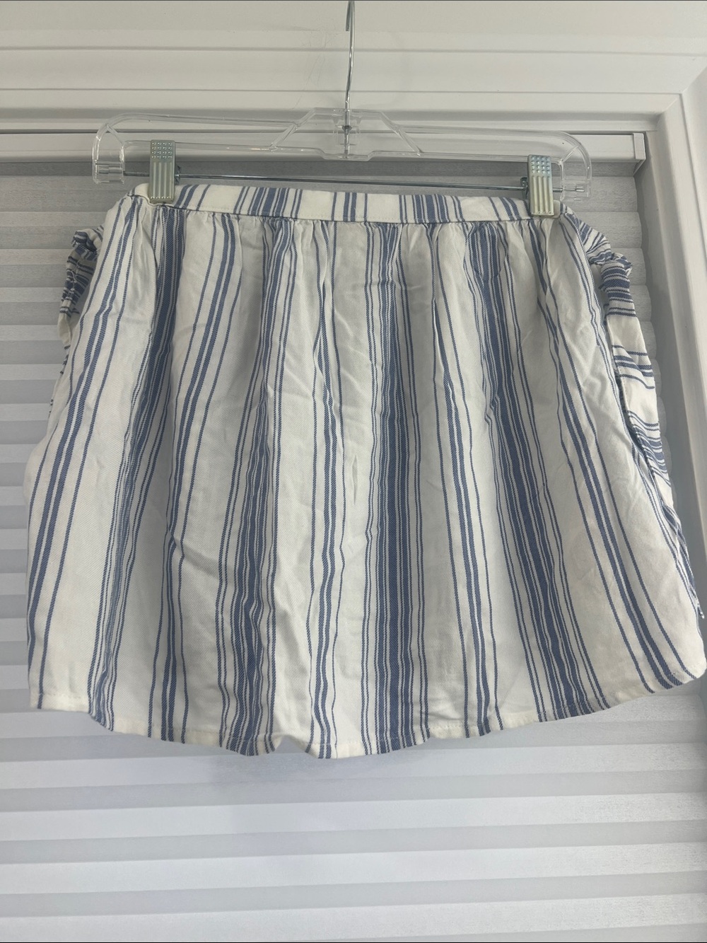 Hollister White Skater Skirt with Blue Stripes